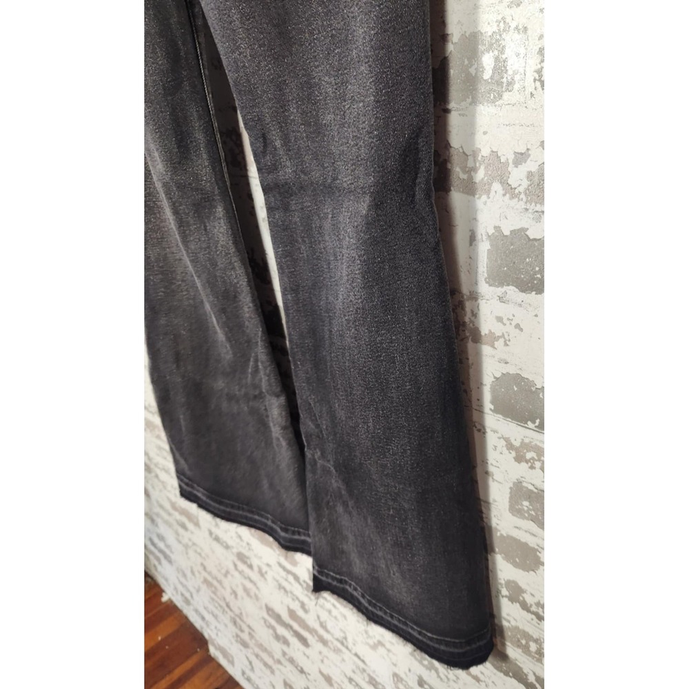 Forever 21 Bratz Flare Jeans 25 Black Y2K Rhinestone Logo Distressed Raw Hem - Picture 13 of 16